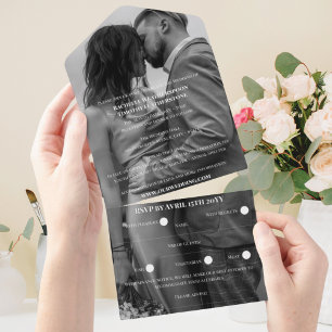 Einmalige Hochzeit des romantischen Schwarz-Weiß-F All In One Einladung