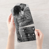 Einmalige Hochzeit des romantischen Schwarz-Weiß-F All In One Einladung (Abreißen)