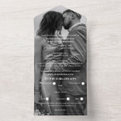 Einmalige Hochzeit des romantischen Schwarz-Weiß-F All In One Einladung (Innen Boden)