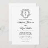 Einmalige Hochzeit des Schwarz-Weiß-Wappen Einladung (Vorne/Hinten)