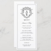 Einmalige Hochzeit des Schwarz-Weiß-Wappen Menükarte (Vorne/Hinten)