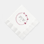 Einmalige Hochzeit des Wine Red Heart Wreath Monog Serviette (Ecke)
