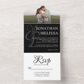 Einmalige Hochzeit in Schwarz-Weiß-Foto All In One Einladung (Innen Boden)