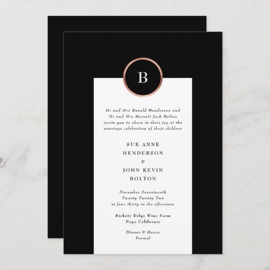 Einmalige Hochzeit mit dem Gold Foil Circle Einladung (Vorne/Hinten)