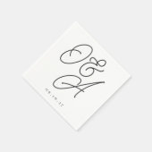 Einmalige Hochzeit mit Schwarz-Weiß-Script Serviette (Ecke)