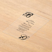 Einmalige Hochzeit mit Schwarzweiß-Script Acryleinladungen (Ablage )