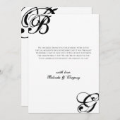 Einmalige Hochzeit mit Schwarzweiß-Script Dankeskarte (Vorne/Hinten)