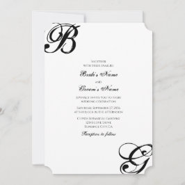 Einmalige Hochzeit mit Schwarzweiß-Script Einladung