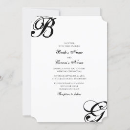 Einmalige Hochzeit mit Schwarzweiß-Script Einladung