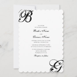 Einmalige Hochzeit mit Schwarzweiß-Script Einladung