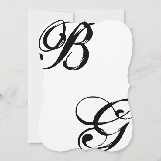 Einmalige Hochzeit mit Schwarzweiß-Script Einladung (Rückseite)