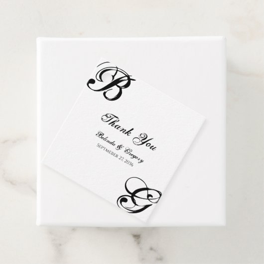 Einmalige Hochzeit mit Schwarzweiß-Script Geschenkanhänger (Beispiel)