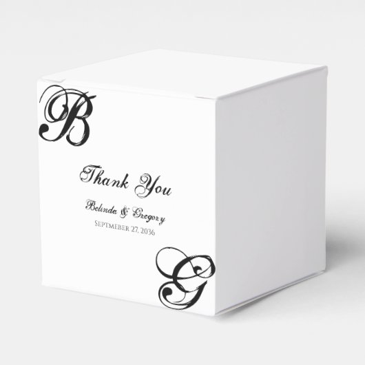 Einmalige Hochzeit mit Schwarzweiß-Script Geschenkschachtel (Vorderseite)