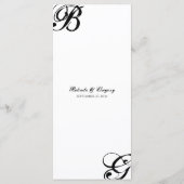 Einmalige Hochzeit mit Schwarzweiß-Script Menükarte (Rückseite)