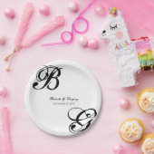 Einmalige Hochzeit mit Schwarzweiß-Script Pappteller (Party)