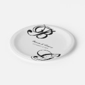 Einmalige Hochzeit mit Schwarzweiß-Script Pappteller (Schrägansicht)