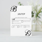 Einmalige Hochzeit mit Schwarzweiß-Script RSVP Karte (Stehend Vorderseite)