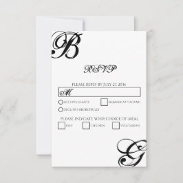 Einmalige Hochzeit mit Schwarzweiß-Script RSVP Karte
