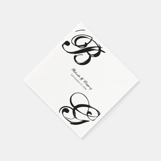 Einmalige Hochzeit mit Schwarzweiß-Script Serviette (Ecke)