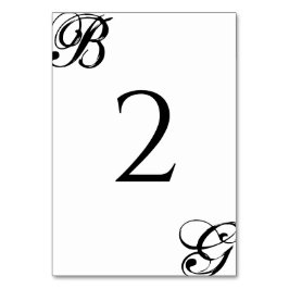 Einmalige Hochzeit mit Schwarzweiß-Script Tischnummer