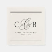 Einmalige Hochzeit von Elfenbein und Schwarzen Ele Serviette (Vorderseite)