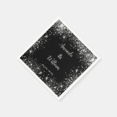 Einmalige Hochzeit von Schwarz-Silber-Glitzer Serviette (Ecke)