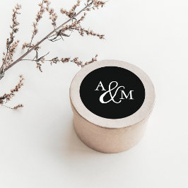 Einmalige Hochzeit von Schwarz-Weiß-Ampersand Runder Aufkleber