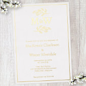Einmalige Hochzeitscouple-Monogram-Initials Minima Folieneinladung