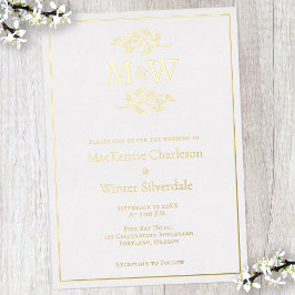 Einmalige Hochzeitscouple-Monogram-Initials Minima Folieneinladung