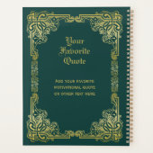 Einmalige Hochzeitsmonogramm Gold Frame Dunkelgrün Planer (Rückseite)