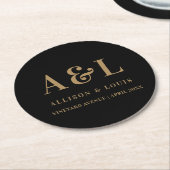 Einmalige Hochzeitstiefel-Minimalistisch-Schwarz Runder Pappuntersetzer (Angewinkelt)