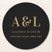 Einmalige Hochzeitstiefel-Minimalistisch-Schwarz Runder Pappuntersetzer (Vorderseite)