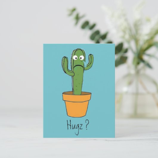 Einmalige Kaktus braucht einen Koketten Cartoon Postkarte (Stehend Vorderseite)