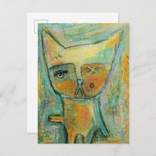 Einmalige mit Augen Katze Postkarte (Vorne/Hinten)
