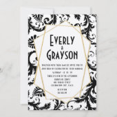 Einmalige Schwarz-Weiß-Damaskus-Hochzeit Einladung (Vorderseite)