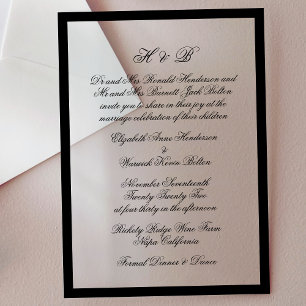 Einmalige Schwarz-Weiß-Rahmen-Hochzeit Acryleinladungen