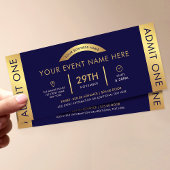 Einmalige Vergabe des Navy & Gold Event Ticket Bus Einladung