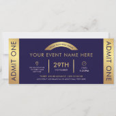 Einmalige Vergabe des Navy & Gold Event Ticket Bus Einladung (Vorderseite)