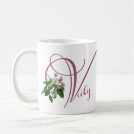 Einmalige Vicky Name Monogramm niedlich rosa Blüte Kaffeetasse