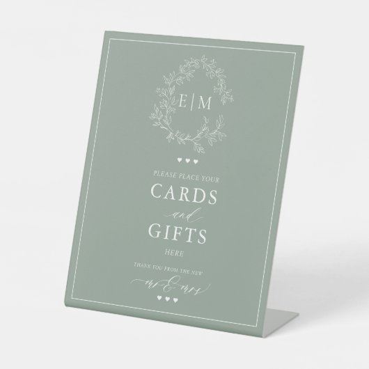 Einmalige Wappen-Karte und Geschenke mit grüner Bl Sockelschild (Vorderseite)