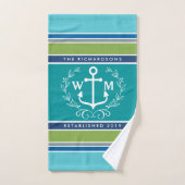 Einmaliger Anchor Laurel Wreath Aqua Stripes Handtuch (Handtuch)