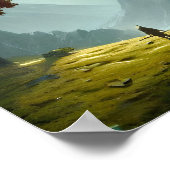 Einmaliger Bergbaum - Landschaftsgrafik Poster (Ecke)