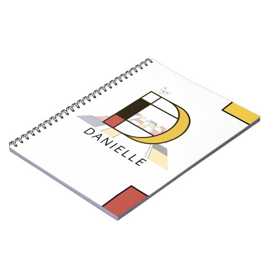 Einmaliger Neoplasticism Style Monogram. Letter D Notizblock (Linke Seite)