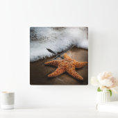 Einmaliger Starfish am Strand Quadratische Wanduhr (Zuhause)
