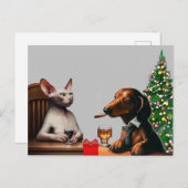 Einmaliger Weihnachtshund und Katze Postkarte (Vorne/Hinten)