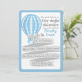 Einmaliges Adventure Hot Air Ballon 1. Geburtstag Einladung (Stehend Vorderseite)