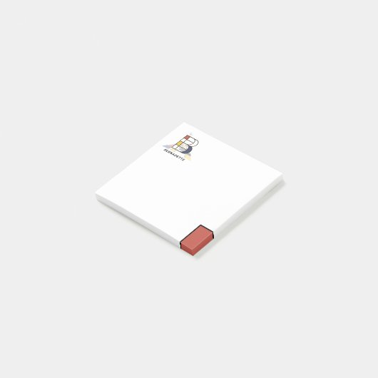 Einmaliges Monogramm moderner Kunst. Buchstabe B Post-it Klebezettel (angewinkelt)