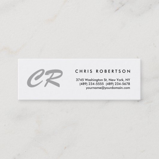 Einmaliges Pinselskriptmonogramm Minimalistisch Mini Visitenkarte (Vorderseite)