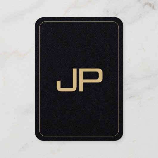 Einmaliges Premium-Schwarz-Gold-Text-Monogramm Visitenkarte (Rückseite)
