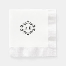 Einmaliges Schwarz-Weiß-Wappen-Monogramm-Hochzeit Serviette